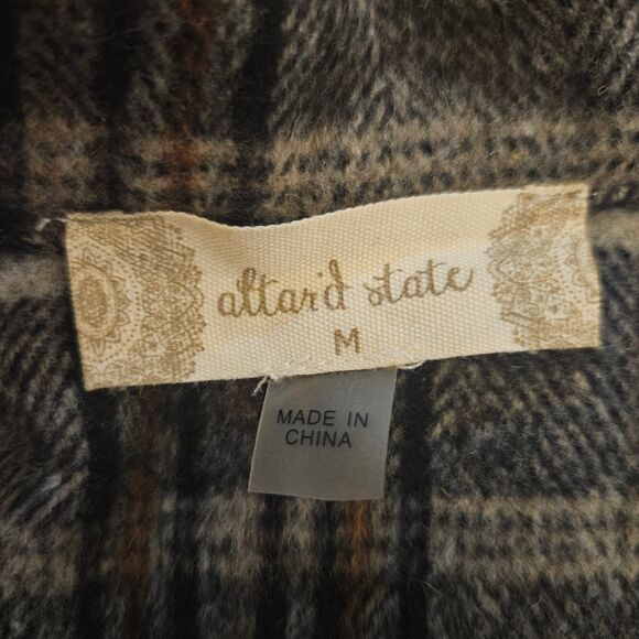 Altar'D State Destroyed Thick Plaid Flannel Shacket Abigail Cropped M Grunge Alt - Picture 2 of 8